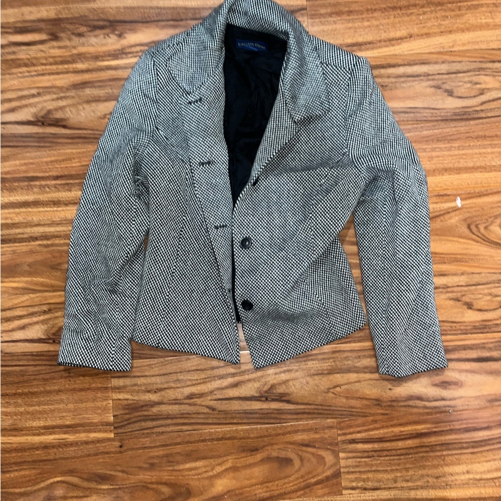 Black and white checkered wool charter club blazer
